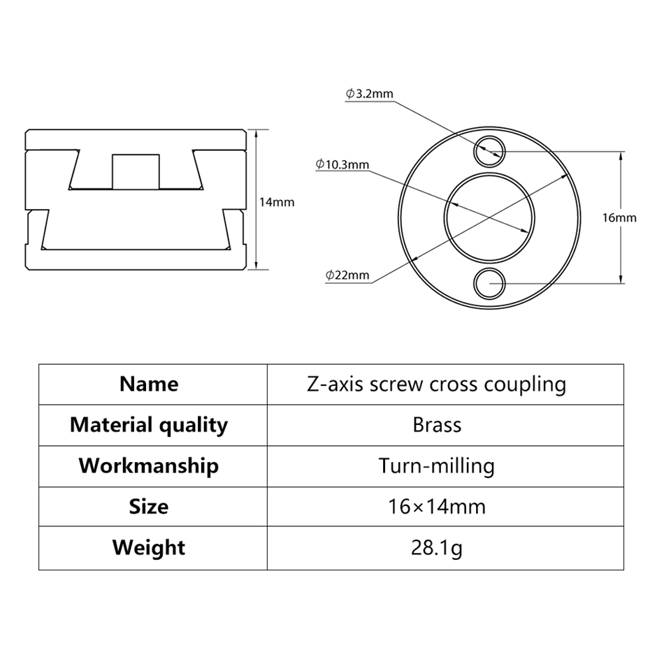 KINGROON 16mm Oldham couplage  - 3D Printing Z Axis avis et prix